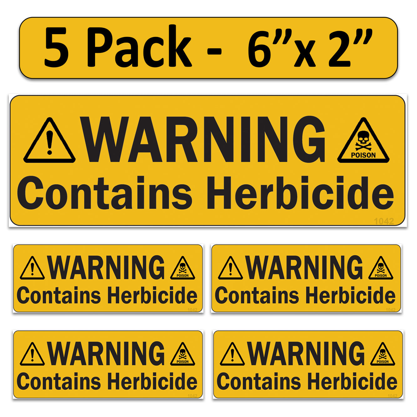 Littversions 5 Pack Warning Contains Herbicide Stickers, 6