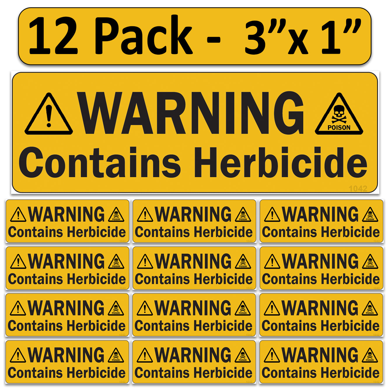 Littversions 12 Pack Warning Contains Herbicide Stickers, 3"x1" Pump Sprayer Labels, Weatherproof Vinyl Decals for Garden & Lawn Pressure Sprayers, Chemical Identification Sign