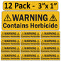 Littversions 12 Pack Warning Contains Herbicide Stickers, 3"x1" Pump Sprayer Labels, Weatherproof Vinyl Decals for Garden & Lawn Pressure Sprayers, Chemical Identification Sign