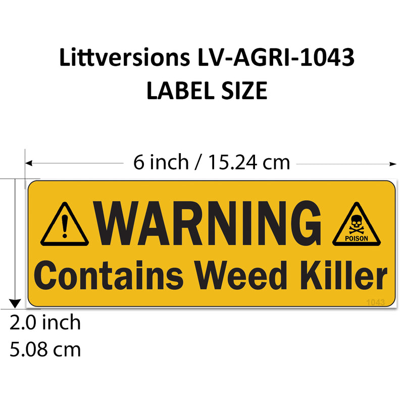 Littversions 5 Pack Warning Contains Weed Killer Stickers, 6"x2" Pump Sprayer Labels, Weatherproof Vinyl Decals for Garden & Lawn Pressure Sprayers, Chemical Identification Sign