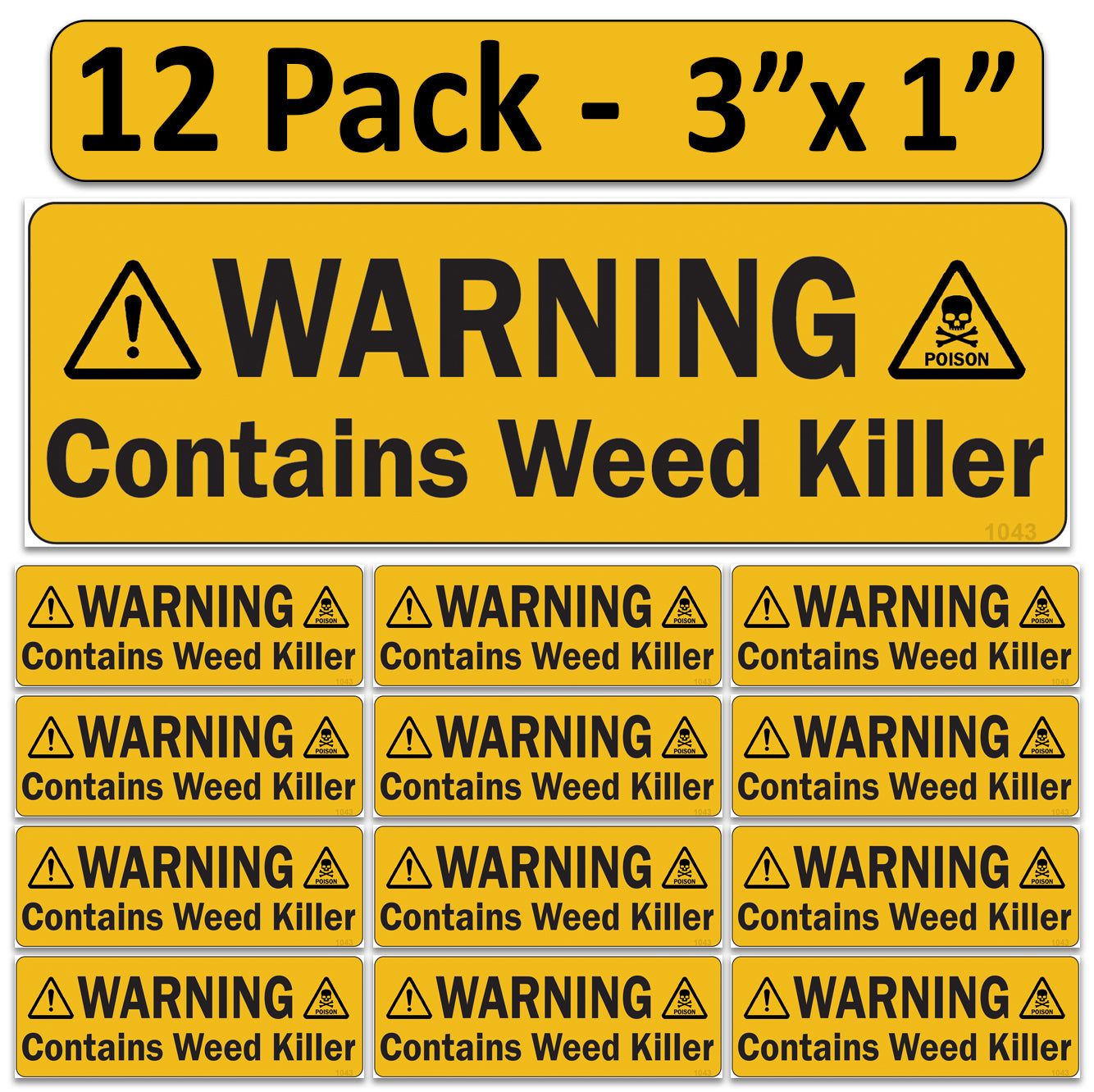 Littversions 12 Pack Warning Contains Weed Killer Stickers, 3"x1" Pump Sprayer Labels, Weatherproof Vinyl Decals for Garden & Lawn Pressure Sprayers, Chemical Identification Sign