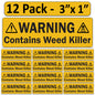Littversions 12 Pack Warning Contains Weed Killer Stickers, 3"x1" Pump Sprayer Labels, Weatherproof Vinyl Decals for Garden & Lawn Pressure Sprayers, Chemical Identification Sign