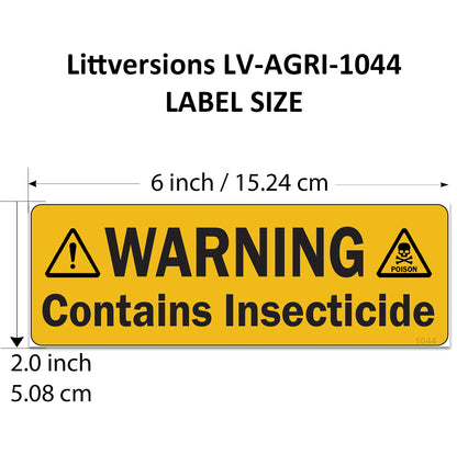 Littversions 5 Pack Warning Contains Insecticide Stickers, 6"x2" Pump Sprayer Labels, Weatherproof Vinyl Decals for Garden & Lawn Pressure Sprayers, Chemical Identification Sign