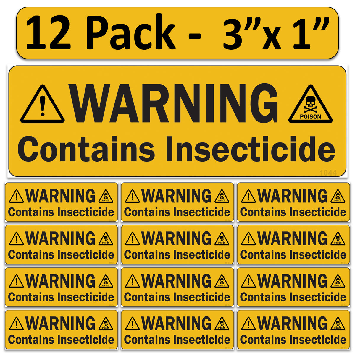 Sticker Insecticide Littversions 12 Pack Warning Contains Insecticide Stickers, 3