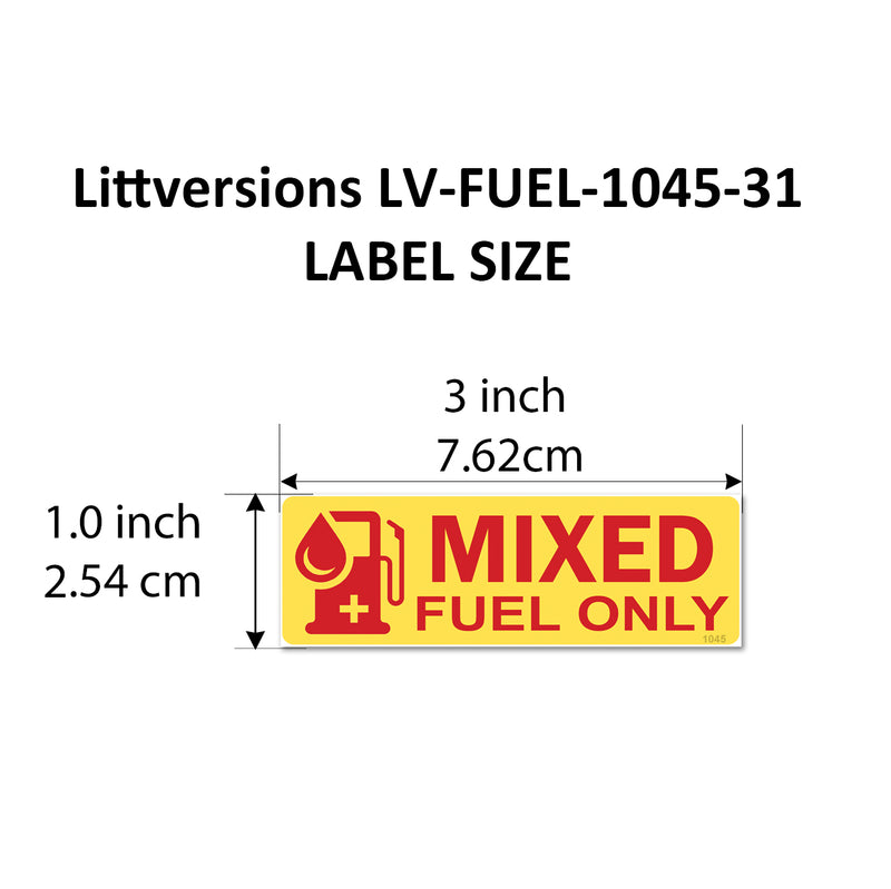 12 Pack Mixed Fuel Only Stickers - 3"x1" Fuel Identification Labels - Weatherproof, UV-Resistant Vinyl for Fuel Tanks, Tractors, Excavators, Construction Equipment