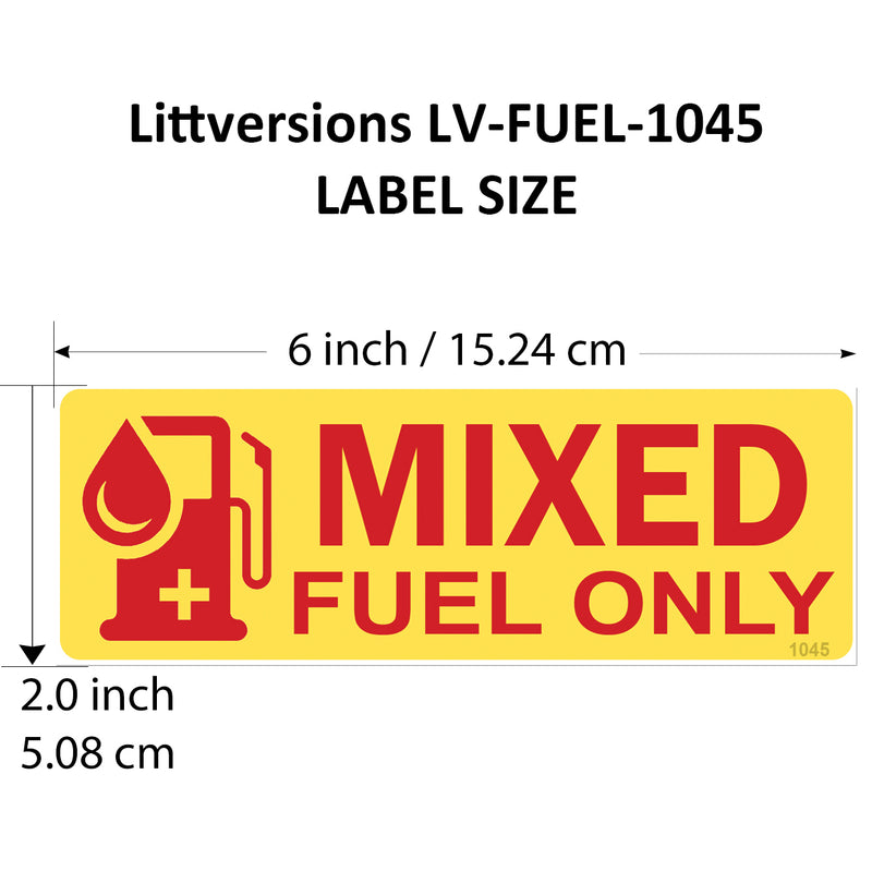5 Pack Mixed Fuel Only Stickers - 6"x2" Fuel Identification Labels - Weatherproof, UV-Resistant Vinyl for Fuel Tanks, Tractors, Excavators, Construction Equipment