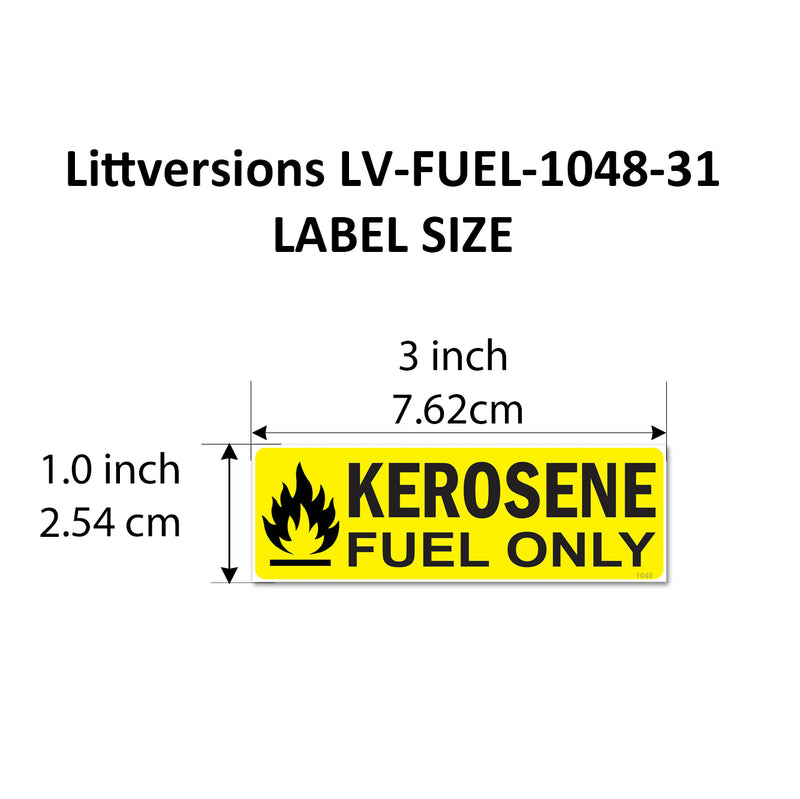 12 Pack Kerosene Fuel Only Stickers - 3"x1" Fuel Identification Labels - Weatherproof, UV-Resistant Vinyl for Fuel Tanks, Tractors, Excavators, Construction Equipment