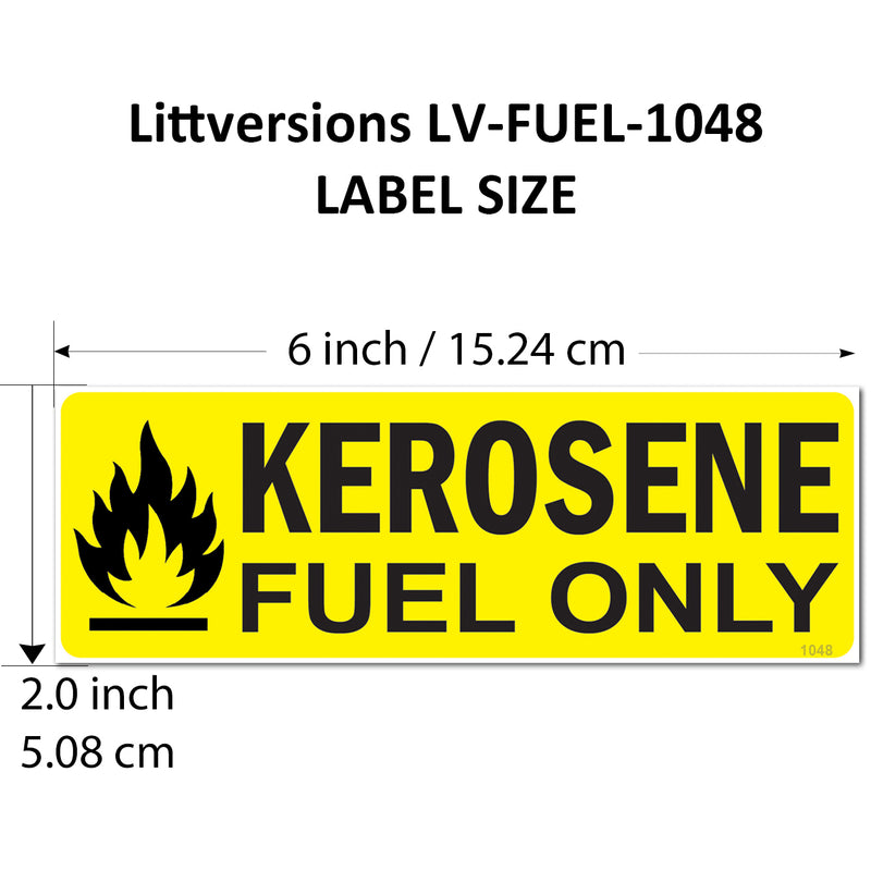 5 Pack Kerosene Fuel Only Stickers - 6"x2" Fuel Identification Labels - Weatherproof, UV-Resistant Vinyl Fuel Tanks, Tractors, Excavators, Construction Equipment