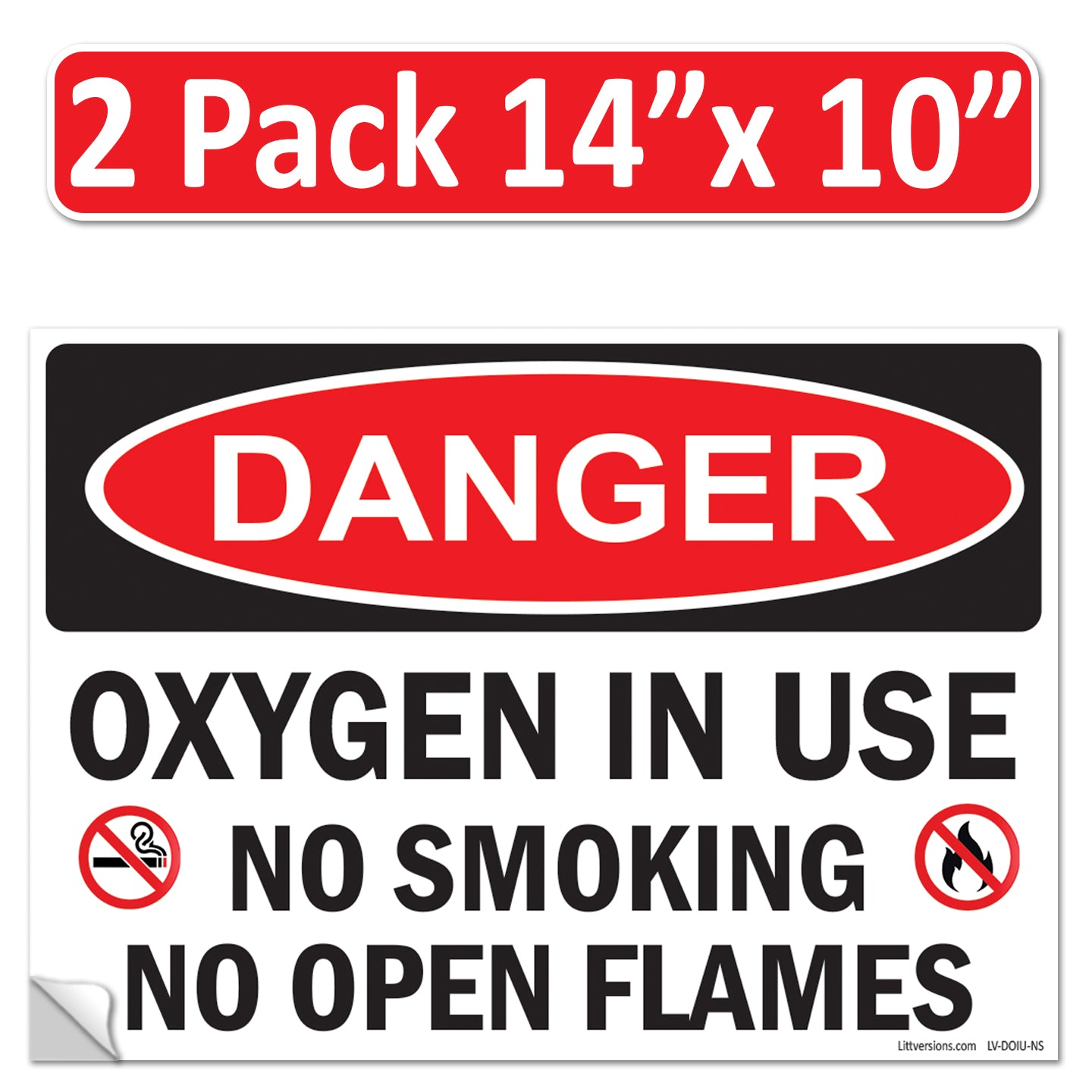Danger Oxygen In Use No Smoking No Open Flames OSHA WARNING Safety Hazard Label Sign Decal 6 mil Laminated Engineer Grade UV Protected ANSI NFPA Weather Resistant Indoor Outdoor 42664
