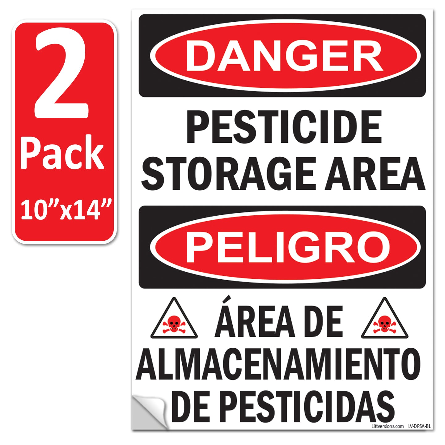 Danger - Pesticide Insecticide Storage Area OSHA WARNING Safety Hazard Label Sign Decal 6 mil Laminated Engineer Grade UV Protected ANSI NFPA Weather Resistant Indoor Outdoor 46440 126956