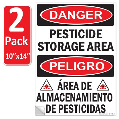 Danger - Pesticide Insecticide Storage Area OSHA WARNING Safety Hazard Label Sign Decal 6 mil Laminated Engineer Grade UV Protected ANSI NFPA Weather Resistant Indoor Outdoor 46440 126956