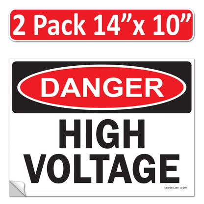 Danger High Voltage OSHA WARNING Safety Label Sign Decal 6 mil Laminated Engineer Grade UV Protected Red Black White ANSI NFPA Weather Resistant Indoor Outdoor Use 84877 84875 84876 89173