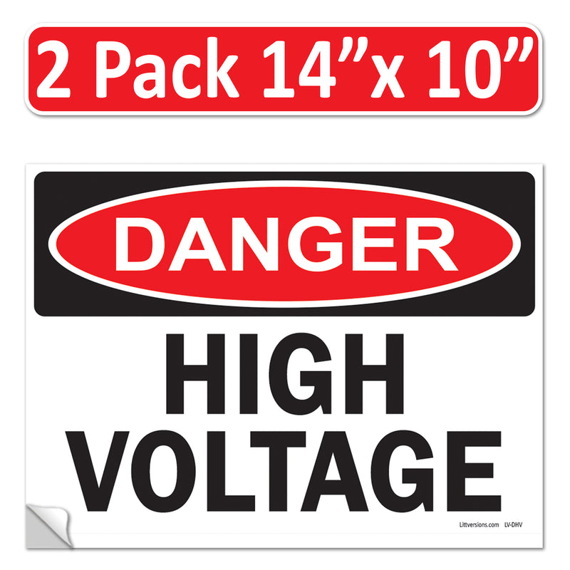 Danger High Voltage OSHA WARNING Safety Label Sign Decal 6 mil Laminated Engineer Grade UV Protected Red Black White ANSI NFPA Weather Resistant Indoor Outdoor Use 84877 84875 84876 89173