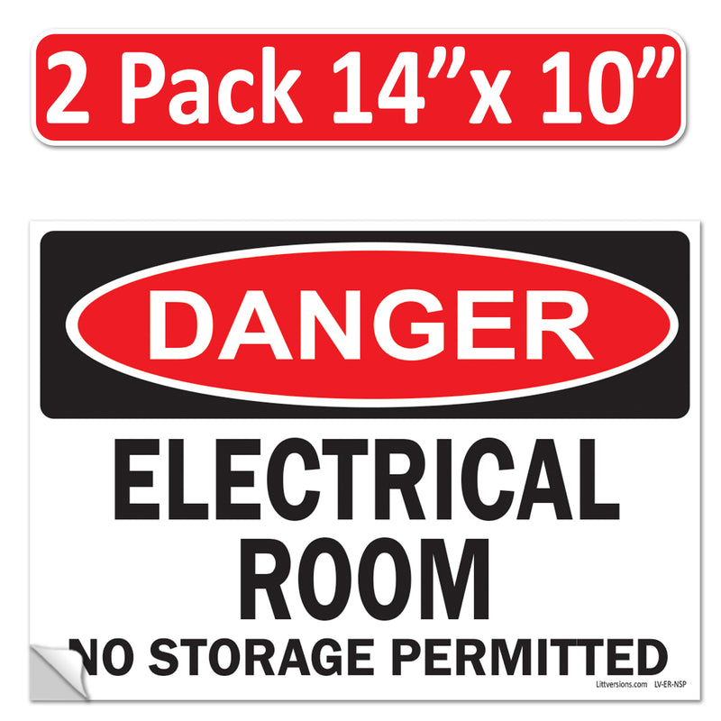 Danger Electrical Room, No Storage Permitted OSHA WARNING Safety Hazard Label Sign Decal 6 mil Laminated Engineer Grade UV Protected ANSI NFPA Weather Resistant Indoor Outdoor Use 127004