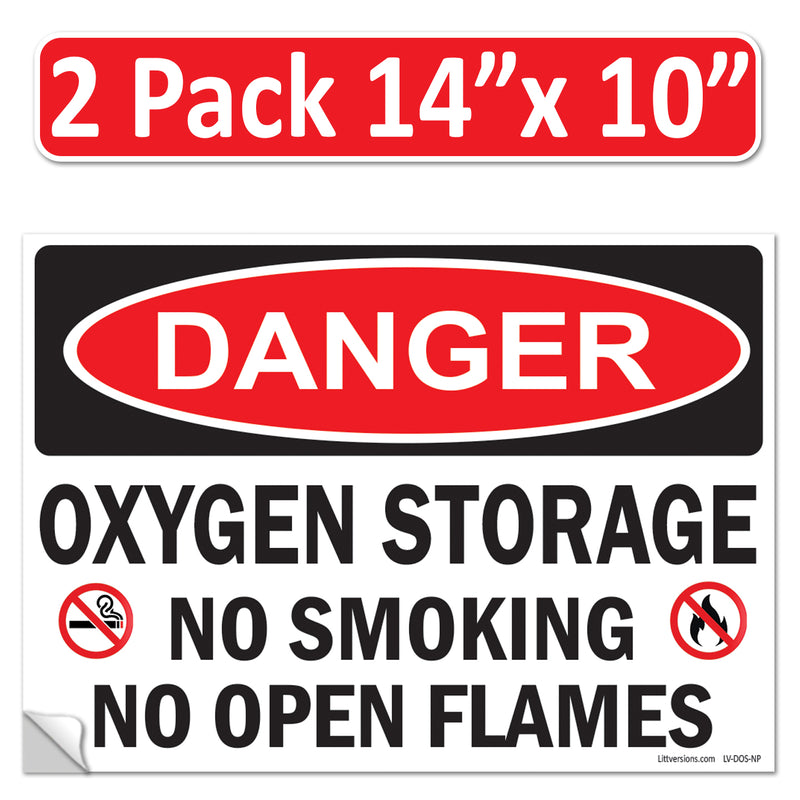 Danger Oxygen Storage No Smoking No Open Flames OSHA WARNING Safety Hazard Label Sign Decal 6 mil Laminated Engineer Grade UV Protected ANSI NFPA Weather Resistant Indoor Outdoor 103927