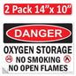 Danger Oxygen Storage No Smoking No Open Flames OSHA WARNING Safety Hazard Label Sign Decal 6 mil Laminated Engineer Grade UV Protected ANSI NFPA Weather Resistant Indoor Outdoor 103927