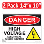 Danger High Voltage, Electrical Shock Hazard OSHA WARNING Label Sign Decal 6 mil Laminated Engineer Grade UV Protected Red Black White ANSI NFPA Weather Resistant Indoor Outdoor 131702
