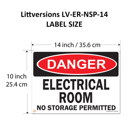 Danger Electrical Room, No Storage Permitted OSHA WARNING Safety Hazard Label Sign Decal 6 mil Laminated Engineer Grade UV Protected ANSI NFPA Weather Resistant Indoor Outdoor Use 127004