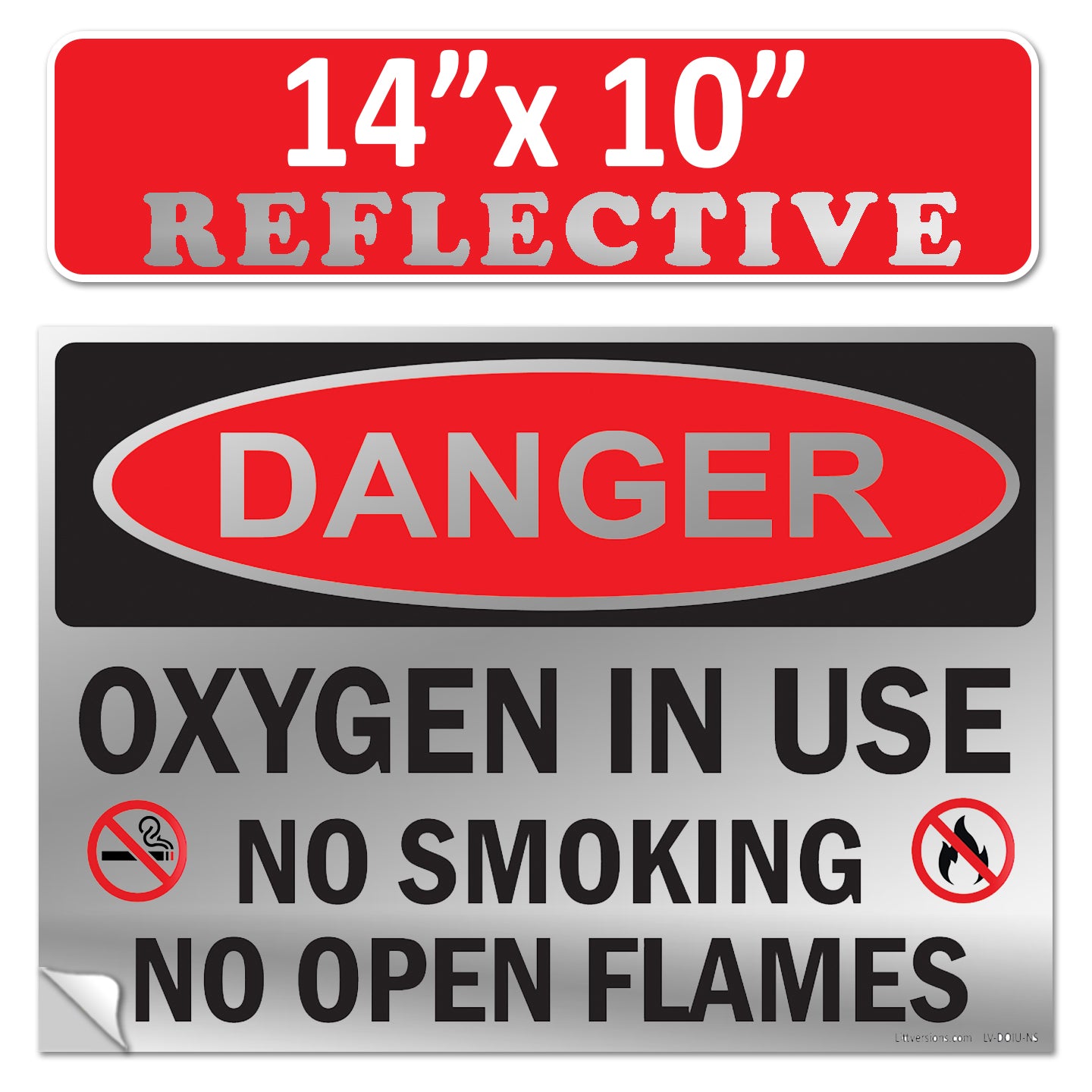 Danger Oxygen In Use No Smoking No Open Flames OSHA WARNING Safety Hazard Label Sign Decal 6 mil Laminated Engineer Grade UV Protected ANSI NFPA Weather Resistant Indoor Outdoor 42664
