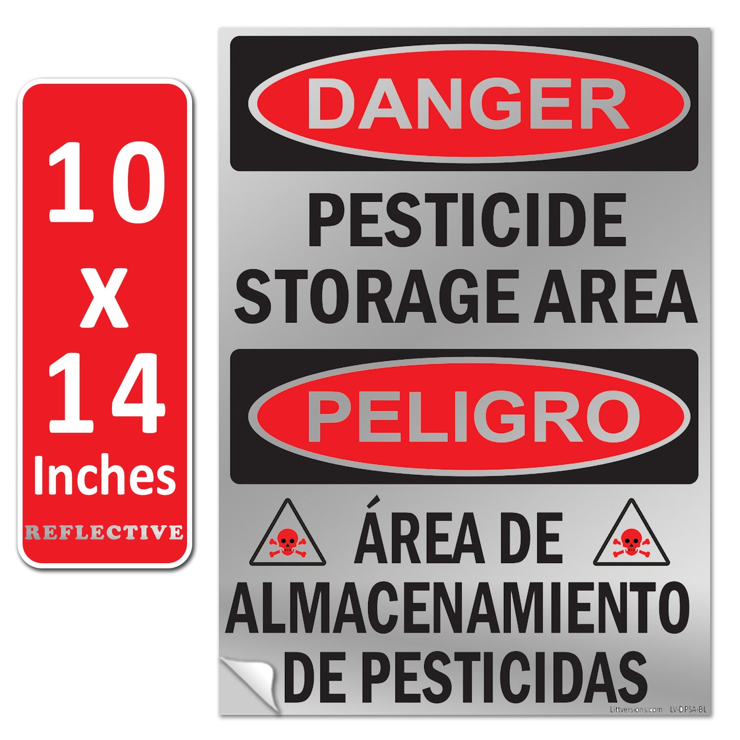 Danger - Pesticide Insecticide Storage Area OSHA WARNING Safety Hazard Label Sign Decal 6 mil Laminated Engineer Grade UV Protected ANSI NFPA Weather Resistant Indoor Outdoor 46440 126956