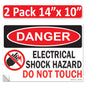 Danger Electrical Shock Hazard Do Not Touch OSHA WARNING Label Sign Decal 6 mil Laminated Engineer Grade UV Protected Red Black White ANSI NFPA Weather Resistant Indoor Outdoor use 127016