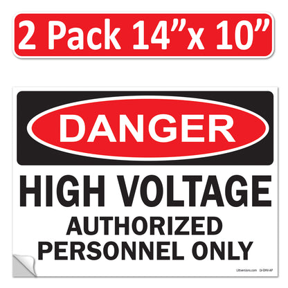 Danger High Voltage Authorized Personnel Only OSHA WARNING Label Sign Decal 6 mil Laminated Engineer Grade UV Protected Red Black White ANSI NFPA Weather Resistant Indoor Outdoor 123697