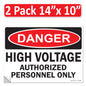 Danger High Voltage Authorized Personnel Only OSHA WARNING Label Sign Decal 6 mil Laminated Engineer Grade UV Protected Red Black White ANSI NFPA Weather Resistant Indoor Outdoor 123697