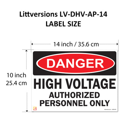 Danger High Voltage Authorized Personnel Only OSHA WARNING Label Sign Decal 6 mil Laminated Engineer Grade UV Protected Red Black White ANSI NFPA Weather Resistant Indoor Outdoor 123697