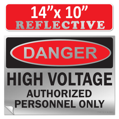 Danger High Voltage Authorized Personnel Only OSHA WARNING Label Sign Decal 6 mil Laminated Engineer Grade UV Protected Red Black White ANSI NFPA Weather Resistant Indoor Outdoor 123697