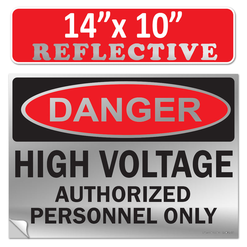 Danger High Voltage Authorized Personnel Only OSHA WARNING Label Sign Decal 6 mil Laminated Engineer Grade UV Protected Red Black White ANSI NFPA Weather Resistant Indoor Outdoor 123697