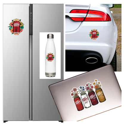 4 Pack (Two 4" & Two 6") Vinyl Label Decal Stickers for Dr Pepper Fans- Waterproof Weatherproof Laminated Soda Logo for Cars, Trucks, Laptops, Windows