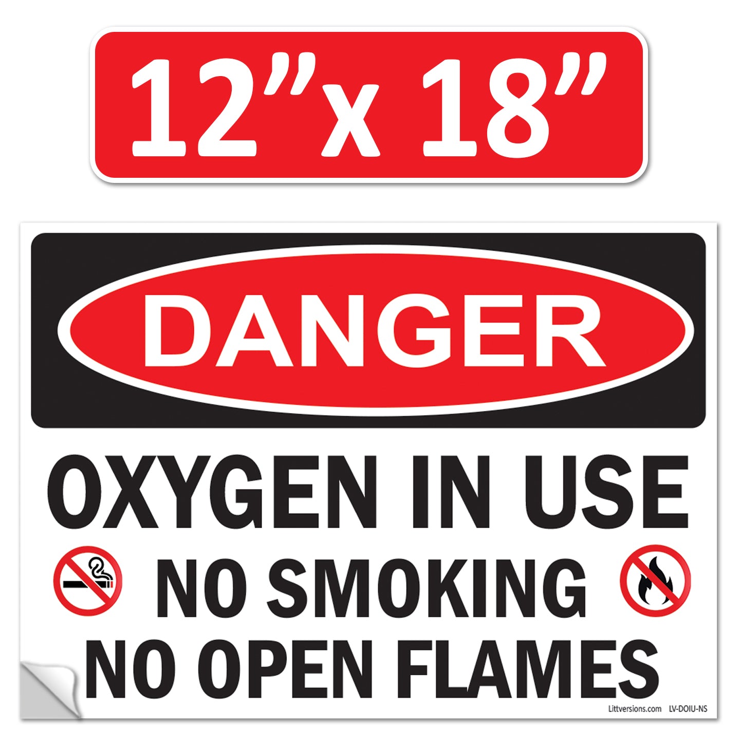 Danger Oxygen In Use No Smoking No Open Flames OSHA WARNING Safety Hazard Label Sign Decal 6 mil Laminated Engineer Grade UV Protected ANSI NFPA Weather Resistant Indoor Outdoor 42664