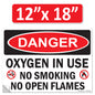Danger Oxygen In Use No Smoking No Open Flames OSHA WARNING Safety Hazard Label Sign Decal 6 mil Laminated Engineer Grade UV Protected ANSI NFPA Weather Resistant Indoor Outdoor 42664