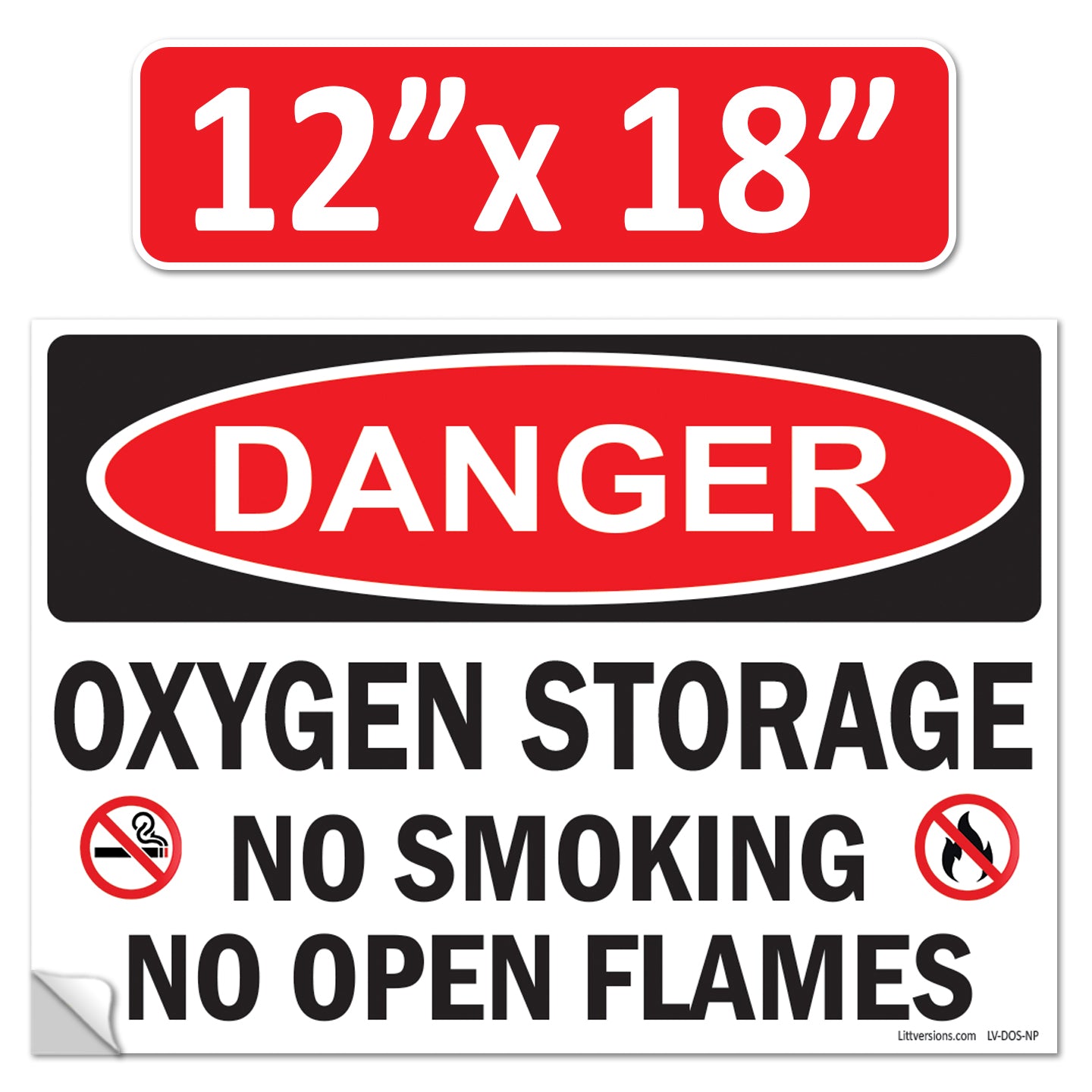 Danger Oxygen Storage No Smoking No Open Flames OSHA WARNING Safety Hazard Label Sign Decal 6 mil Laminated Engineer Grade UV Protected ANSI NFPA Weather Resistant Indoor Outdoor 103927