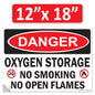 Danger Oxygen Storage No Smoking No Open Flames OSHA WARNING Safety Hazard Label Sign Decal 6 mil Laminated Engineer Grade UV Protected ANSI NFPA Weather Resistant Indoor Outdoor 103927
