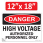 Danger High Voltage Authorized Personnel Only OSHA WARNING Label Sign Decal 6 mil Laminated Engineer Grade UV Protected Red Black White ANSI NFPA Weather Resistant Indoor Outdoor 123697