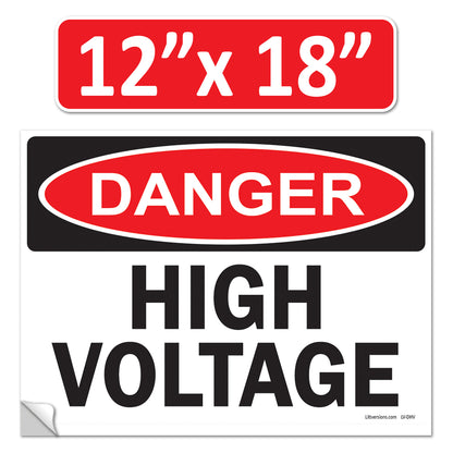 Danger High Voltage OSHA WARNING Safety Label Sign Decal 6 mil Laminated Engineer Grade UV Protected Red Black White ANSI NFPA Weather Resistant Indoor Outdoor Use 84877 84875 84876 89173