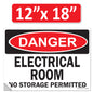 Danger Electrical Room, No Storage Permitted OSHA WARNING Safety Hazard Label Sign Decal 6 mil Laminated Engineer Grade UV Protected ANSI NFPA Weather Resistant Indoor Outdoor Use 127004