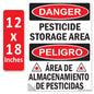 Danger - Pesticide Insecticide Storage Area OSHA WARNING Safety Hazard Label Sign Decal 6 mil Laminated Engineer Grade UV Protected ANSI NFPA Weather Resistant Indoor Outdoor 46440 126956