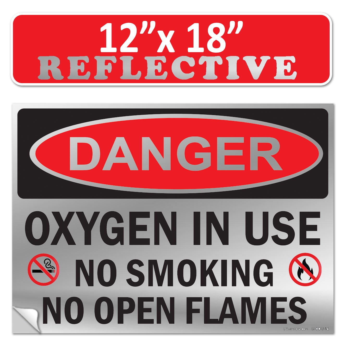 Danger Oxygen In Use No Smoking No Open Flames OSHA WARNING Safety Hazard Label Sign Decal 6 mil Laminated Engineer Grade UV Protected ANSI NFPA Weather Resistant Indoor Outdoor 42664