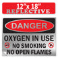Danger Oxygen In Use No Smoking No Open Flames OSHA WARNING Safety Hazard Label Sign Decal 6 mil Laminated Engineer Grade UV Protected ANSI NFPA Weather Resistant Indoor Outdoor 42664