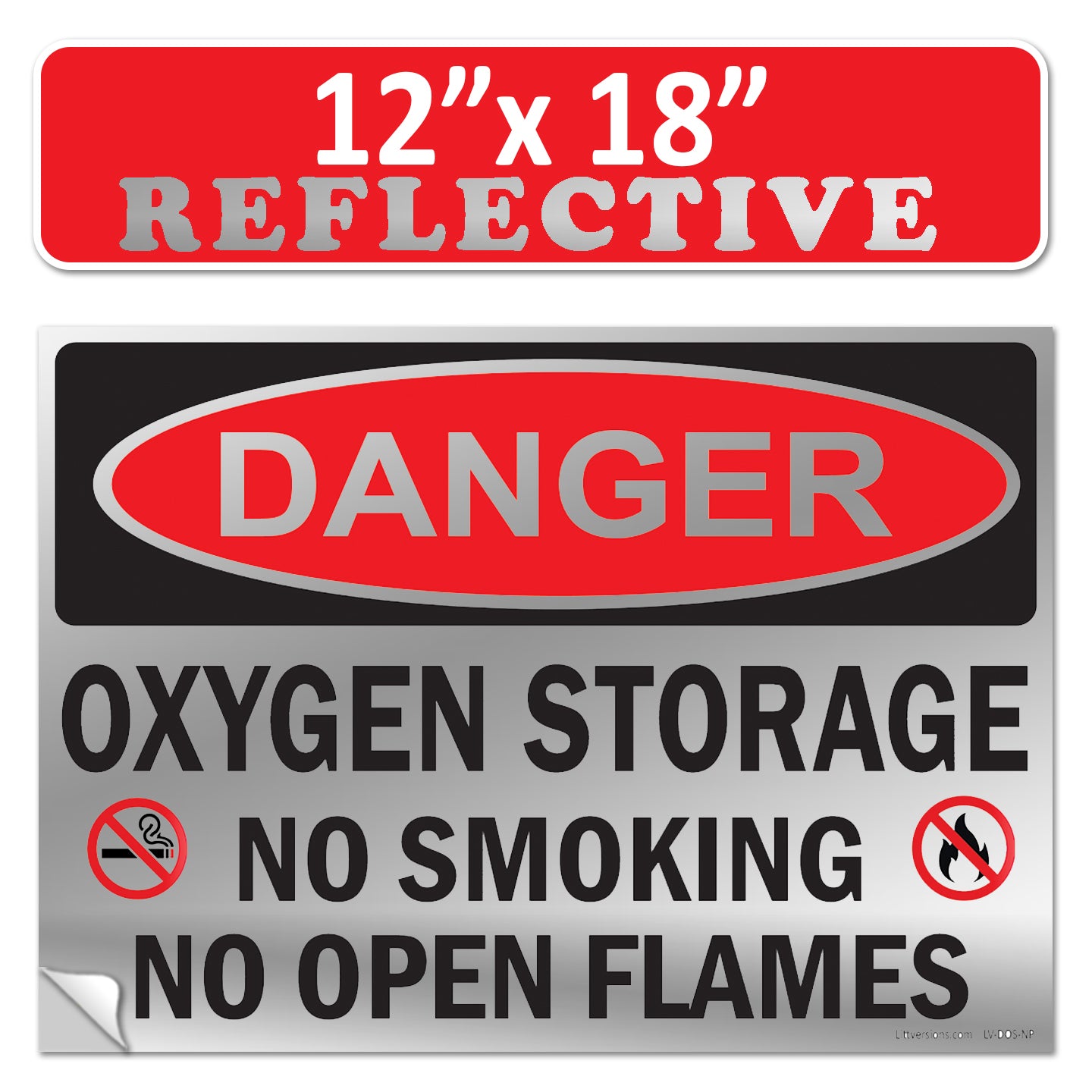 Danger Oxygen Storage No Smoking No Open Flames OSHA WARNING Safety Hazard Label Sign Decal 6 mil Laminated Engineer Grade UV Protected ANSI NFPA Weather Resistant Indoor Outdoor 103927