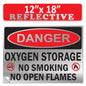 Danger Oxygen Storage No Smoking No Open Flames OSHA WARNING Safety Hazard Label Sign Decal 6 mil Laminated Engineer Grade UV Protected ANSI NFPA Weather Resistant Indoor Outdoor 103927
