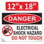 Danger Electrical Shock Hazard Do Not Touch OSHA WARNING Label Sign Decal 6 mil Laminated Engineer Grade UV Protected Red Black White ANSI NFPA Weather Resistant Indoor Outdoor use 127016