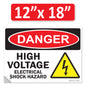 Danger High Voltage, Electrical Shock Hazard OSHA WARNING Label Sign Decal 6 mil Laminated Engineer Grade UV Protected Red Black White ANSI NFPA Weather Resistant Indoor Outdoor 131702