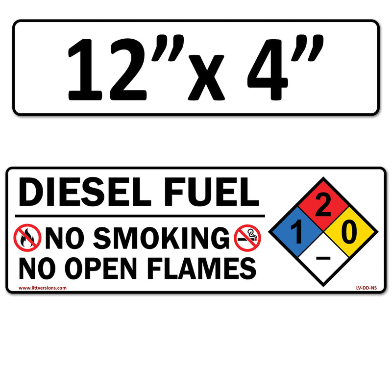 Danger Diesel Fuel No Smoking No Open Flames OSHA WARNING Safety Hazard Label Sign Decal 6 mil Laminated Engineer Grade UV Protected ANSI NFPA Fade/Weather Resistant Indoor Outdoor 123631