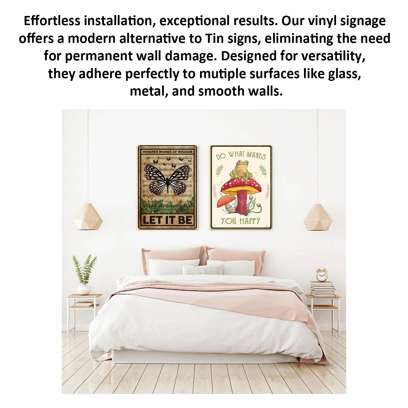 2 Pack  8"x12" Vintage Funny Garden Signs Laminated Vinyl Decals "Do What Makes Happy" & "Let it be" Gift Plant Lover Décor Greenhouse Potting Shed Outdoor Yard Art Home Poster Rustic Look