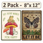 2 Pack  8"x12" Vintage Funny Garden Signs Laminated Vinyl Decals "Do What Makes Happy" & "Let it be" Gift Plant Lover Décor Greenhouse Potting Shed Outdoor Yard Art Home Poster Rustic Look