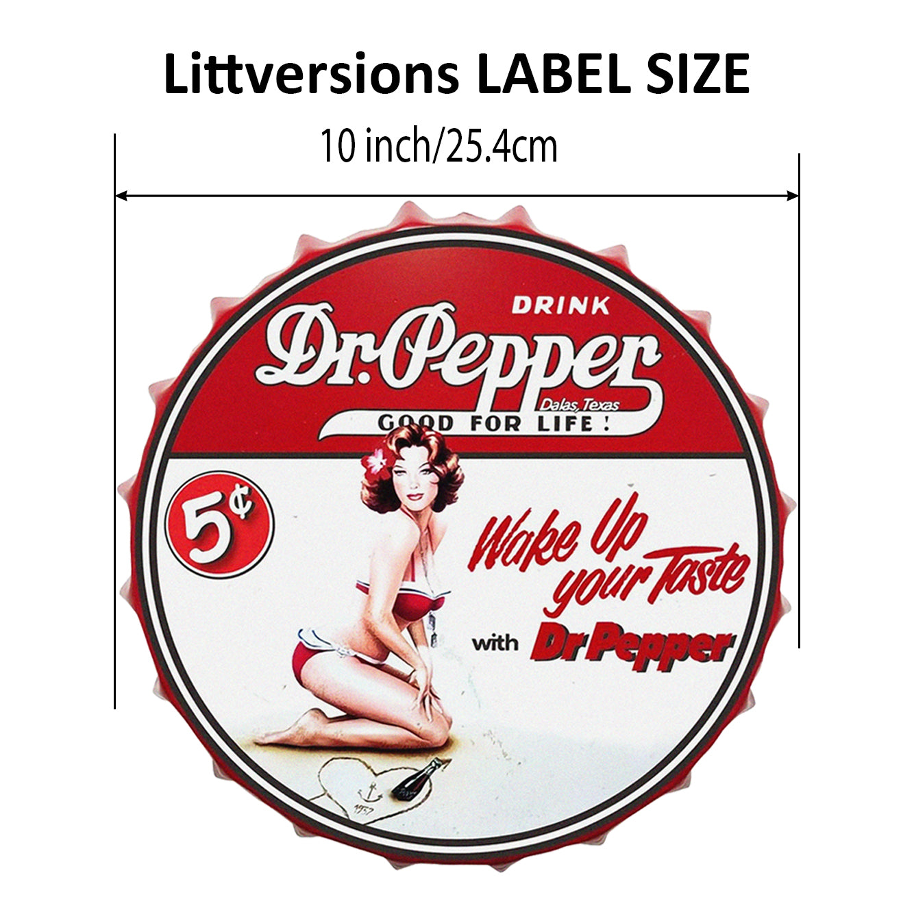 2 Pack 10" Bottle Cap Funny Bar Signs Vinyl Laminated Decals "Dr. Pepper" Unique Gift Dr Pepper Lovers Home Bar Basement Garage ManCave Rustic Humor Décor Art Poster Pub Wall Art