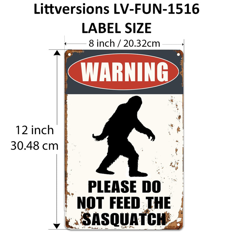 2 Pack  8"x12" Vintage Funny Bigfoot Man Cave Signs Laminated Vinyl Decals "Do Not Feed" & "Protected by Bigfoot" Unique Gift Home Man Caves Garages Garden Wall Art Décor Poster Rustic